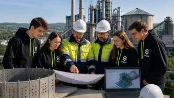 Studenci i pracownicy Holcim analizują plan